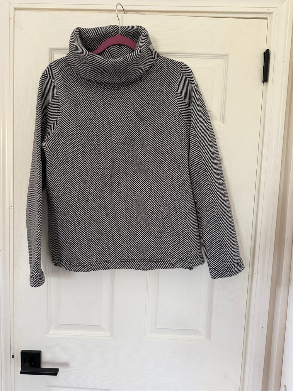 J. Crew Black & White Chevron Turtleneck Sweater